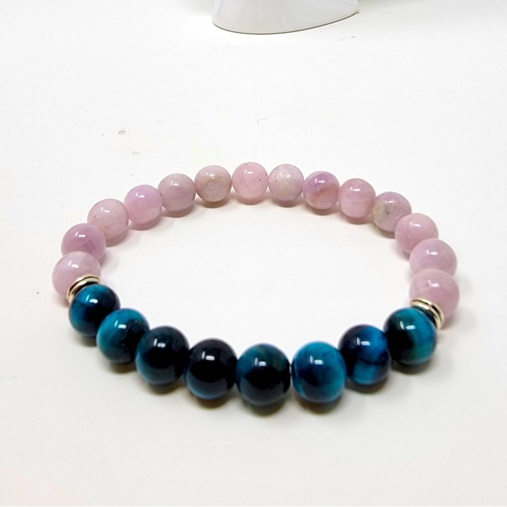 🆕New Personal Empowerment 8mm Healing Gemstone Bracelet Kunzite -Blue Ti… - Picture 2 of 2